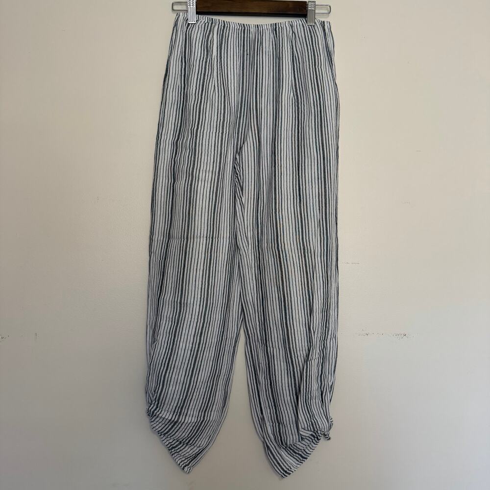 Stark X White Gauzey Cotton Striped Tie Ankle Casual Pull‎ On Pants Size XS